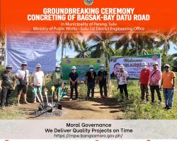 The Groundbreaking Ceremony of three (3) Concreting of Road Projects in Municipality of Parang held on August 10, 2021 led by the MPW SULU 1st District Engineering Office headed by AJAN S. AJIJUL together with The Parang Local Government Unit headed by HON. ALKHADAR T. LOONG, the Municipal Mayor.
